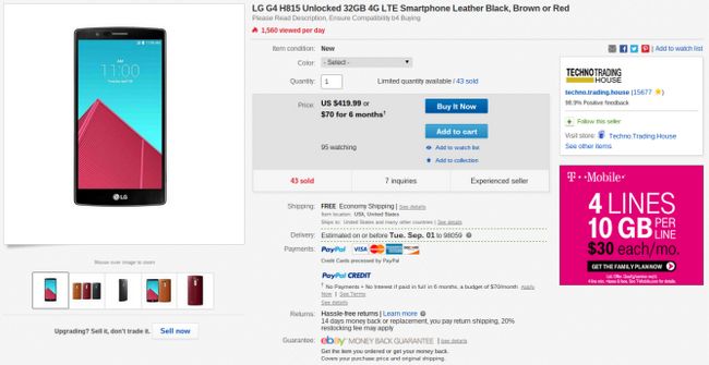 Fotografía - [Alerta Trato] Desbloqueado 32 GB LG G4 (H815) a la venta por sólo $ 419 en eBay